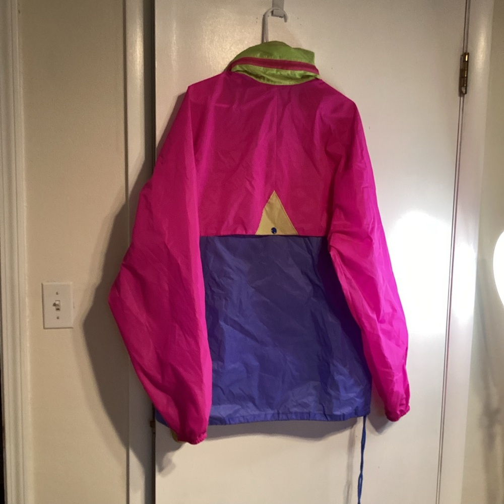 K-Way Pink and Neon Green Jacket sz large - Picture 2 of 3